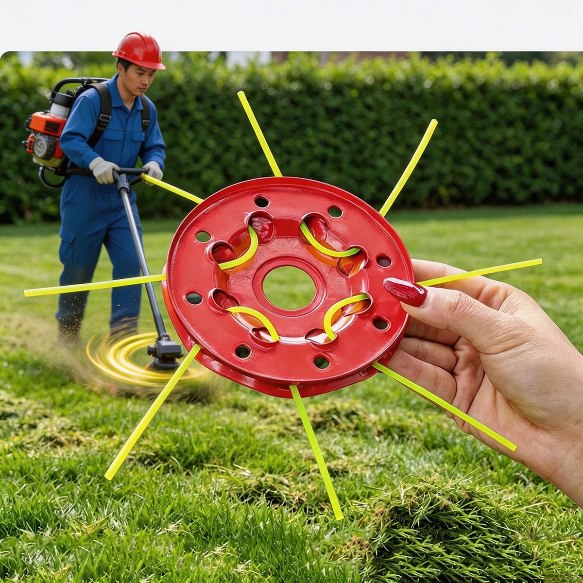 Smart Garden Edging - IJzeren 8-gaats schijf grasmaaierkop nylon lijn
